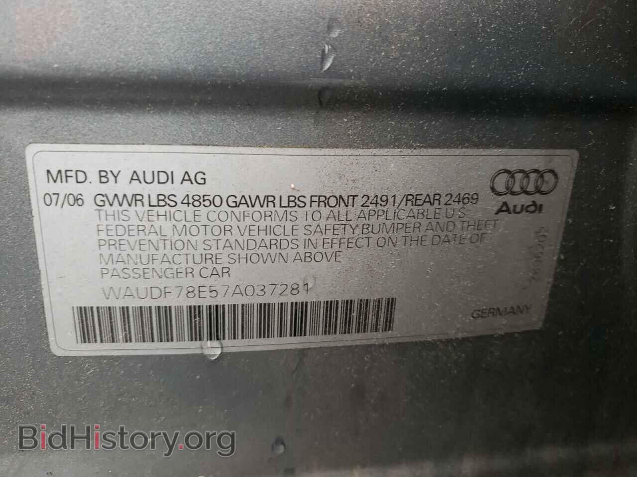 2007 AUDI A4 - VIN: WAUDF78E57A037281 - Фото 10