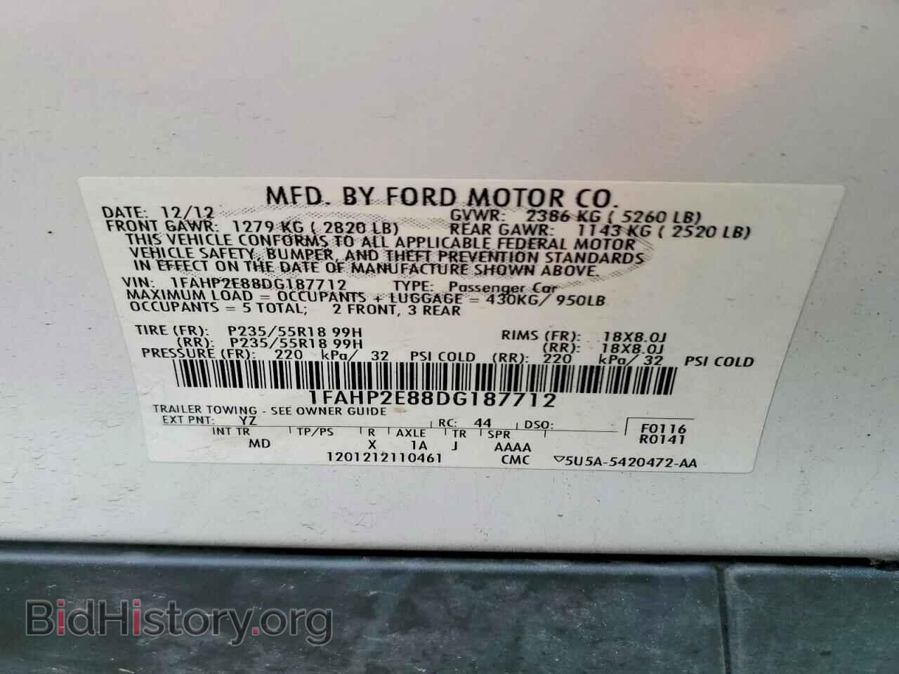 2013 FORD TAURUS - VIN: 1FAHP2E88DG187712 - Фото 12