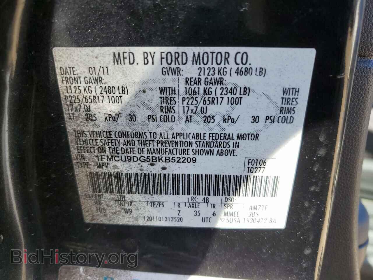 2011 FORD ESCAPE - VIN: 1FMCU9DG5BKB52209 - Фото 13
