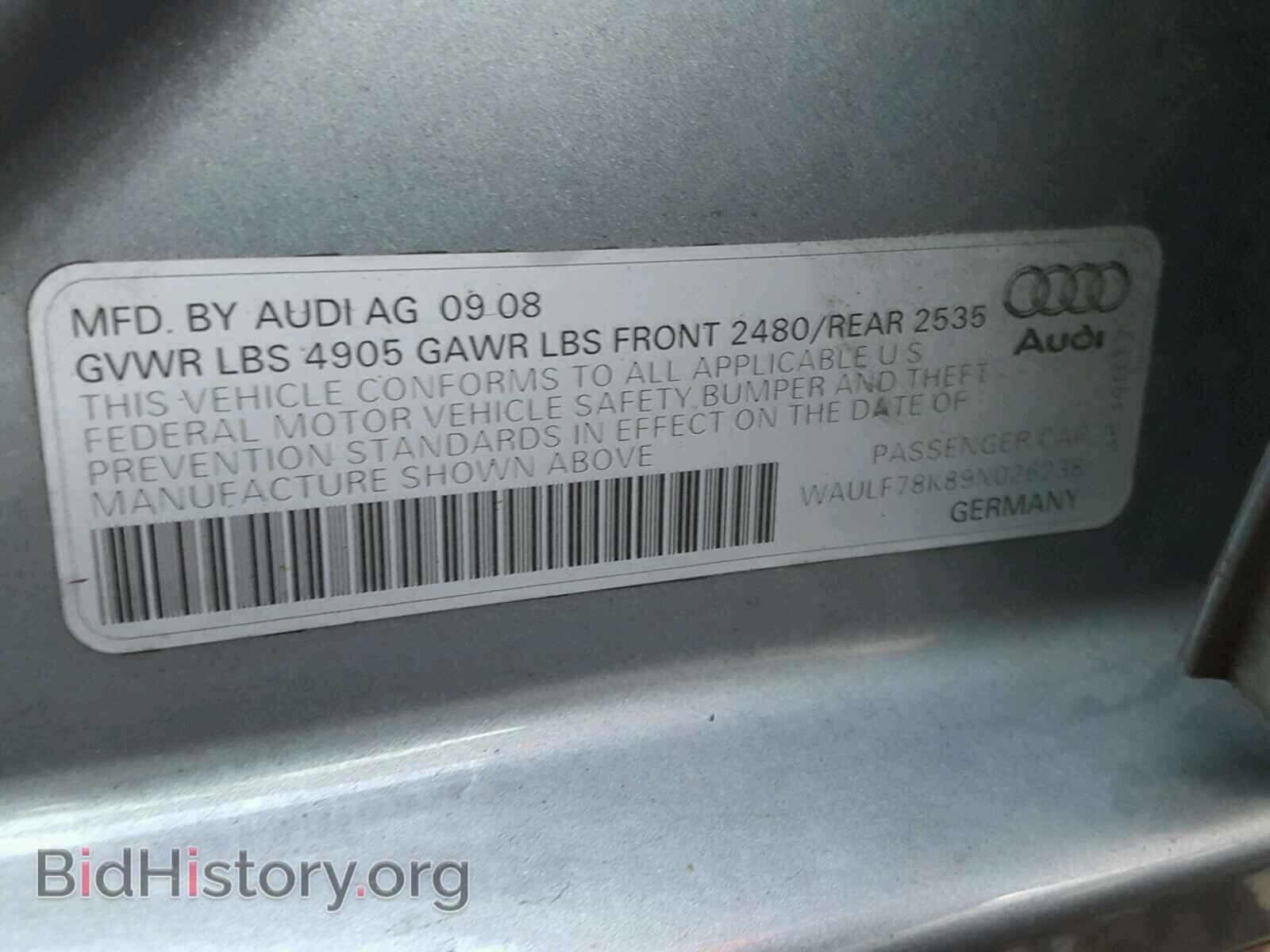 2009 AUDI A4 - VIN: WAULF78K89N026238 - Фото 10