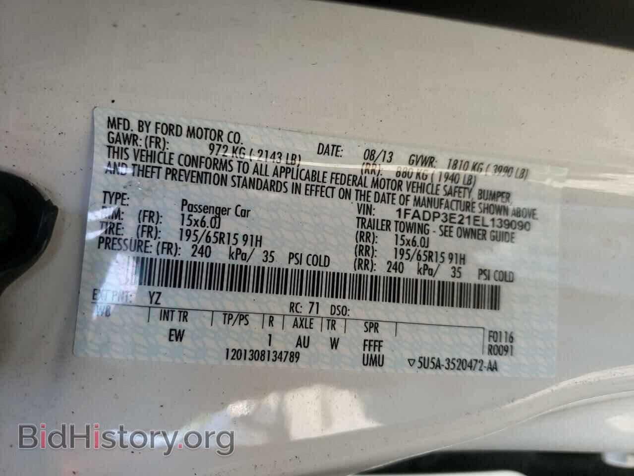 2014 FORD FOCUS - VIN: 1FADP3E21EL139090 - Фото 10