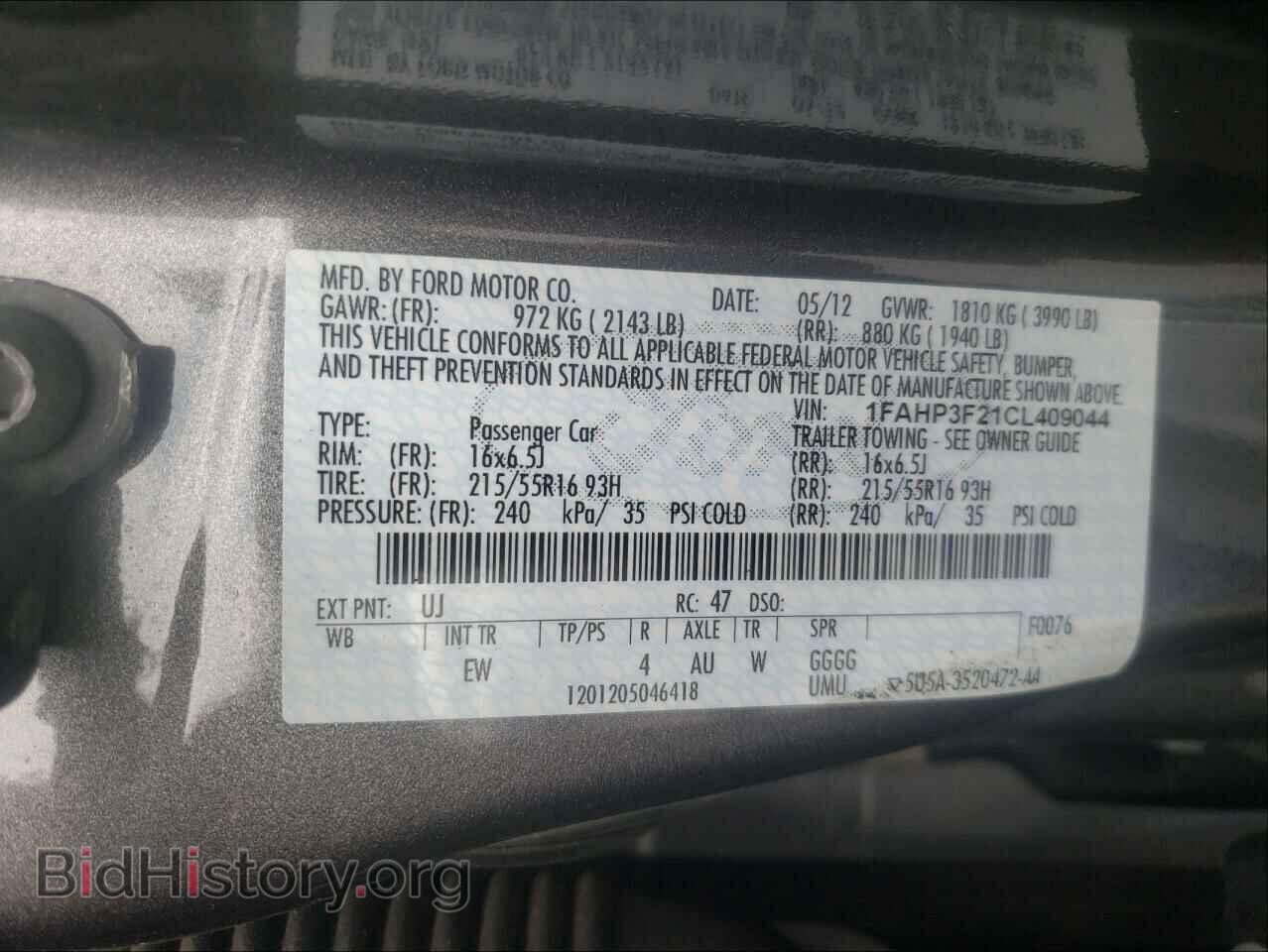 2012 FORD FOCUS - VIN: 1FAHP3F21CL409044 - Фото 10