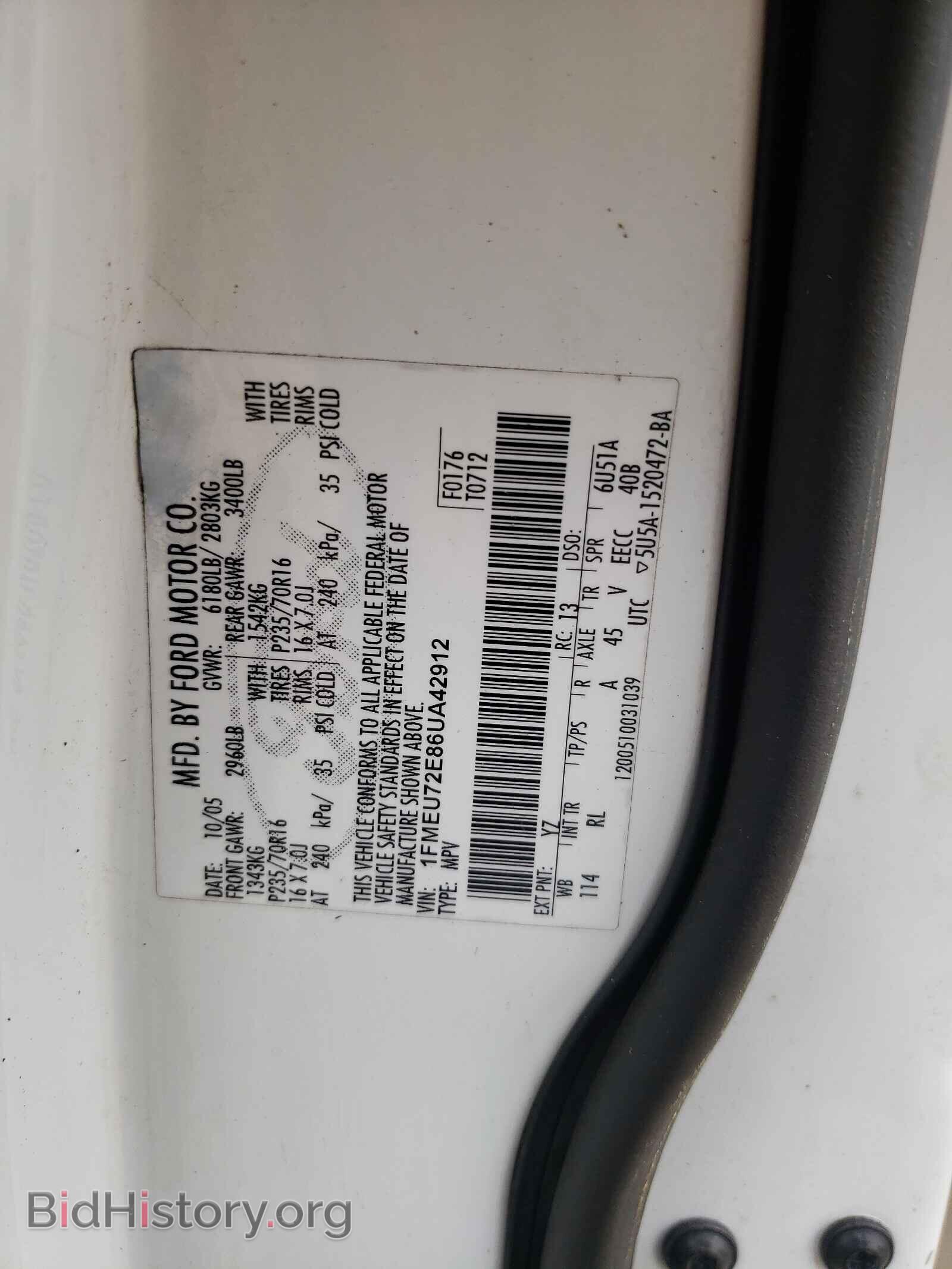 2006 FORD EXPLORER - VIN: 1FMEU72E86UA42912 - Фото 10