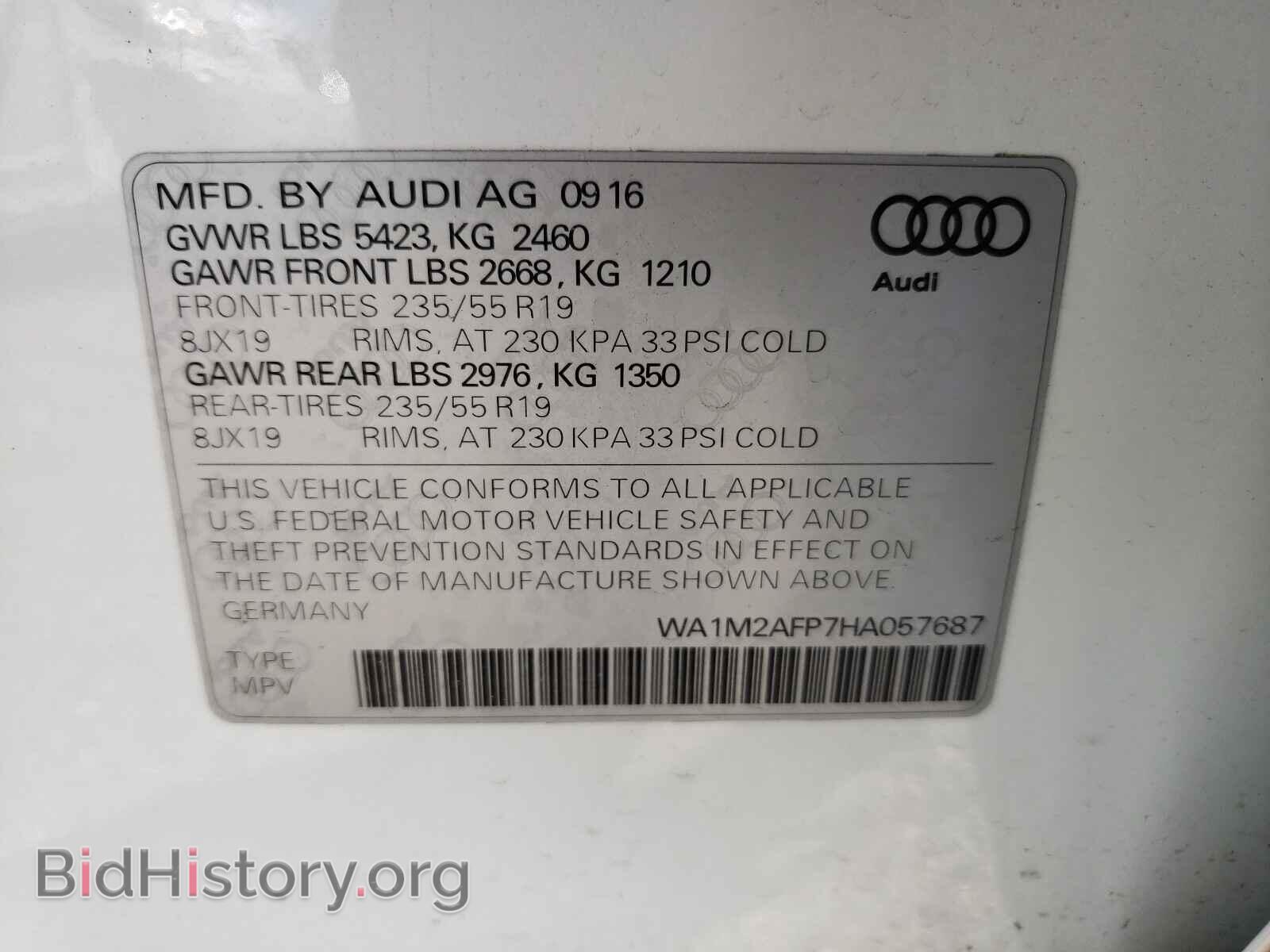 2017 AUDI Q5 - VIN: WA1M2AFP7HA057687 - Фото 10