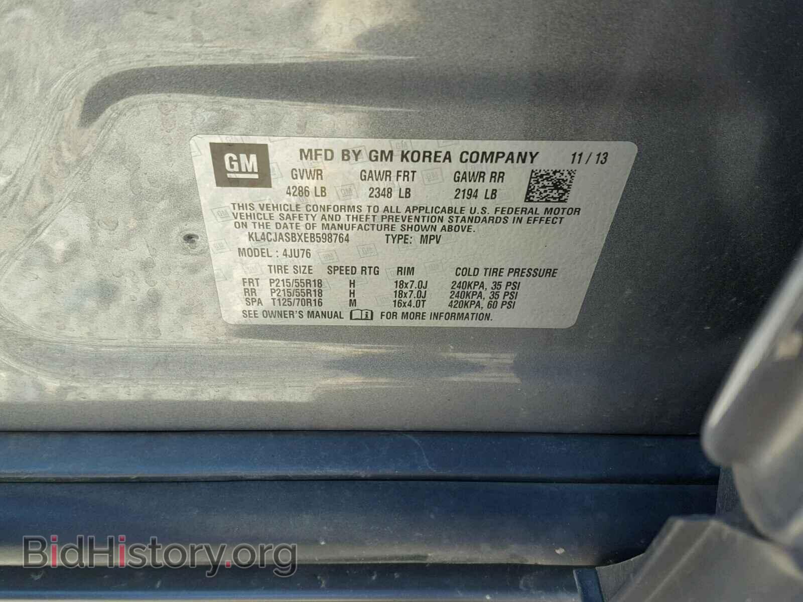 2014 BUICK ENCORE - VIN: KL4CJASBXEB598764 - Фото 10