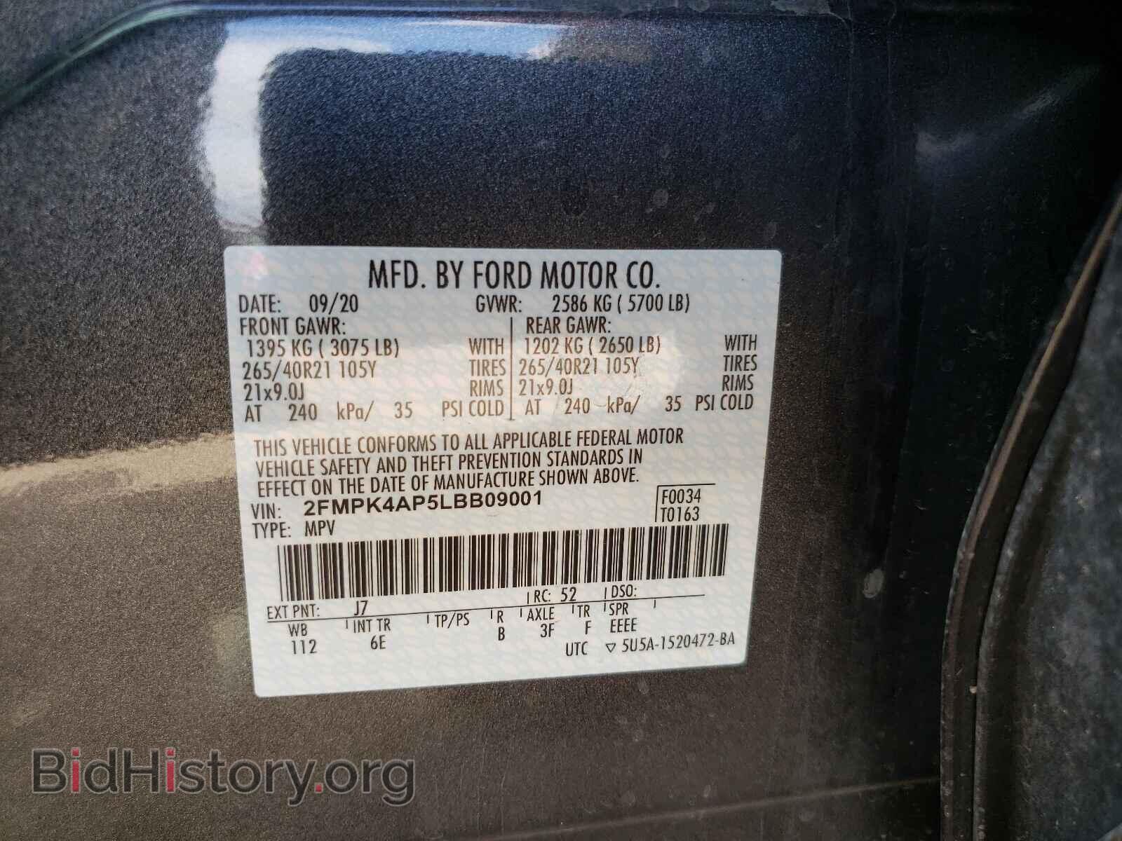 2020 FORD EDGE - VIN: 2FMPK4AP5LBB09001 - Photo 10