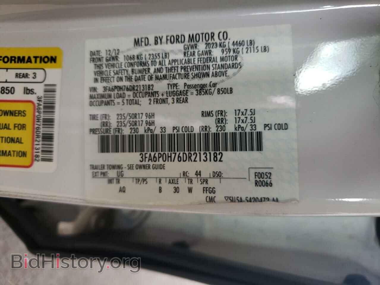 2013 FORD FUSION - VIN: 3FA6P0H76DR213182 - Фото 10