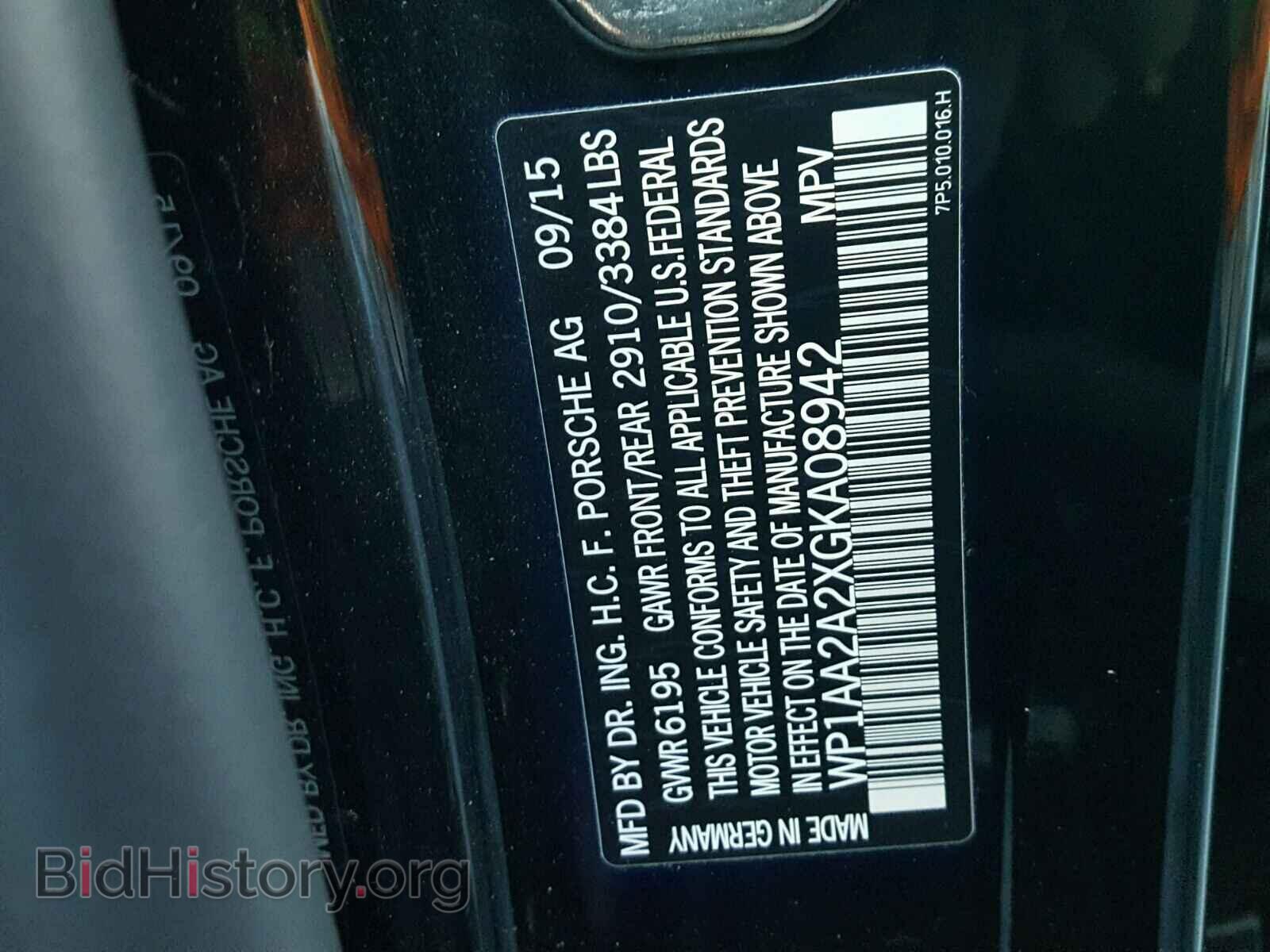2016 PORSCHE CAYENNE - VIN: WP1AA2A2XGKA08942 - Фото 10