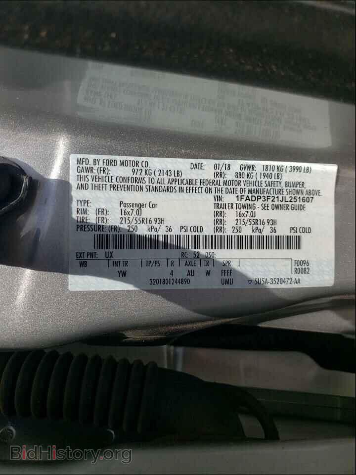 2018 FORD FOCUS - VIN: 1FADP3F21JL251607 - Фото 10