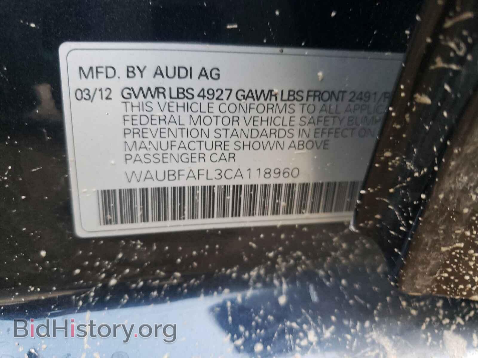 2012 AUDI A4 - VIN: WAUBFAFL3CA118960 - Фото 10