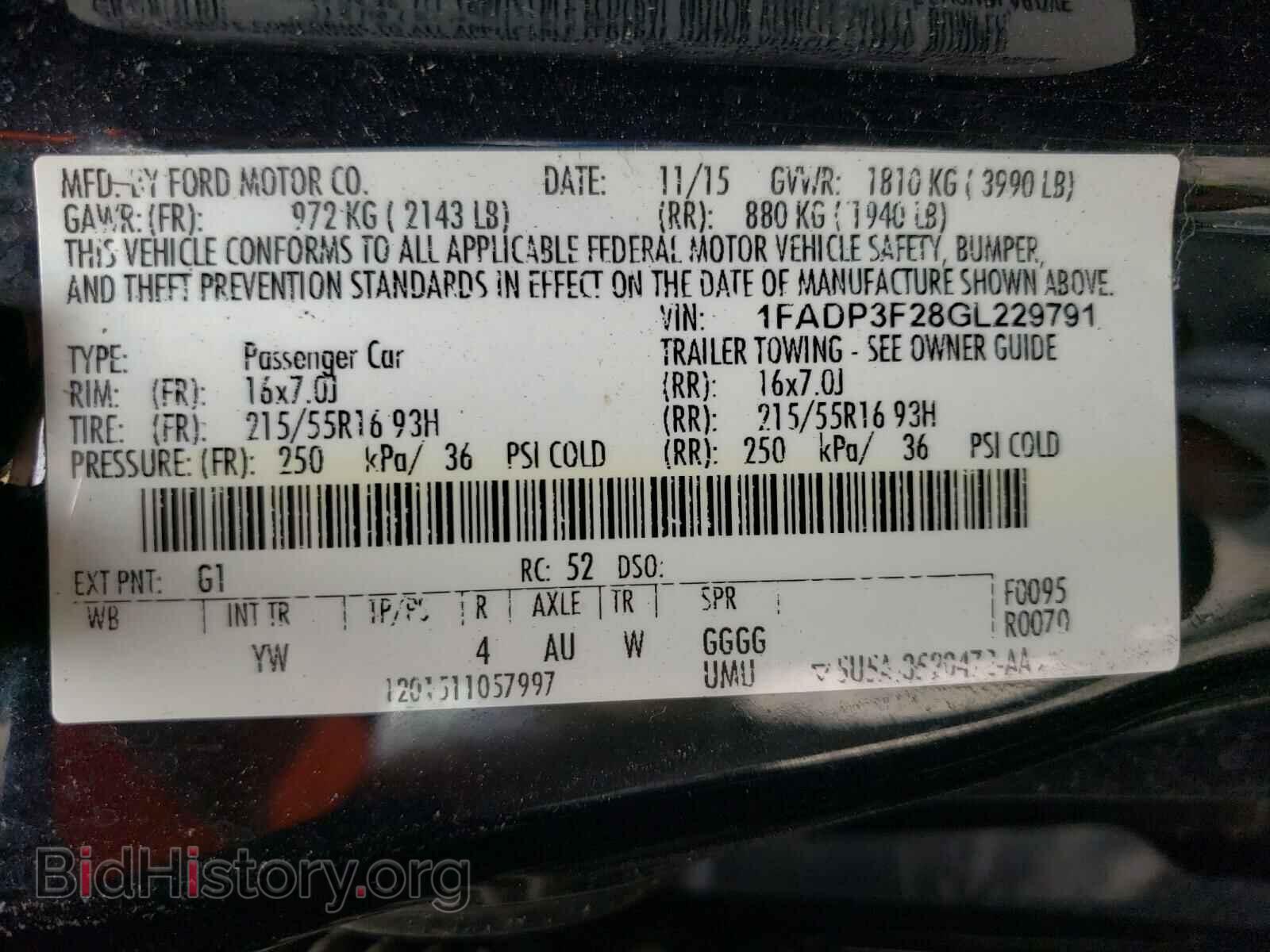 2016 FORD FOCUS - VIN: 1FADP3F28GL229791 - Фото 10