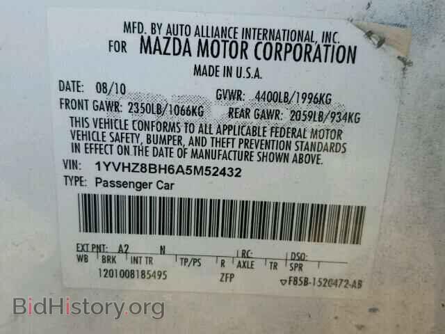 2010 MAZDA 6 - VIN: 1YVHZ8BH6A5M52432 - Фото 10