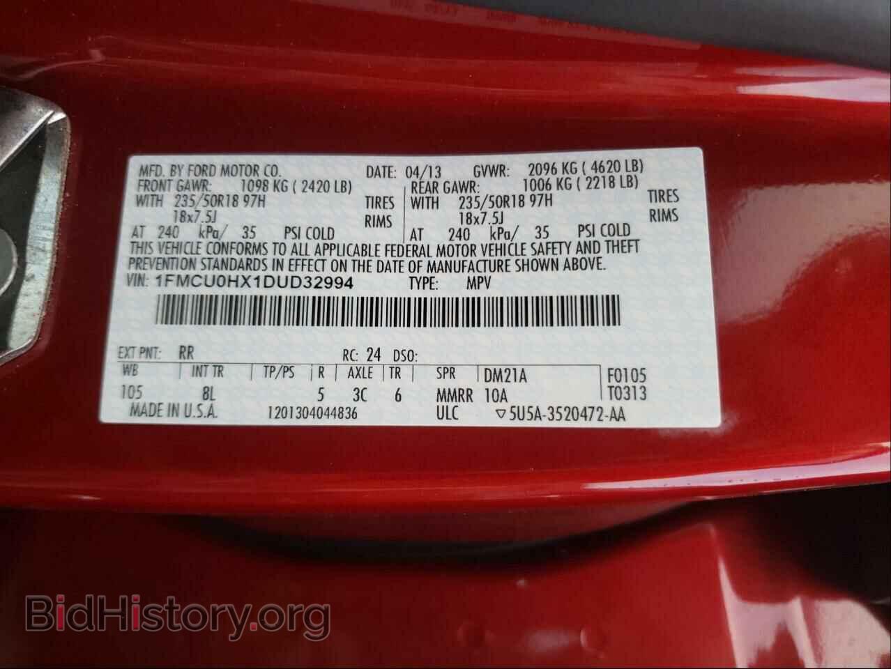 2013 FORD ESCAPE - VIN: 1FMCU0HX1DUD32994 - Photo 10