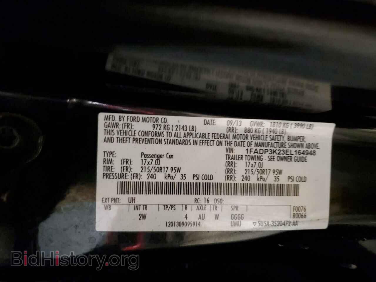 2014 FORD FOCUS - VIN: 1FADP3K23EL164948 - Фото 12