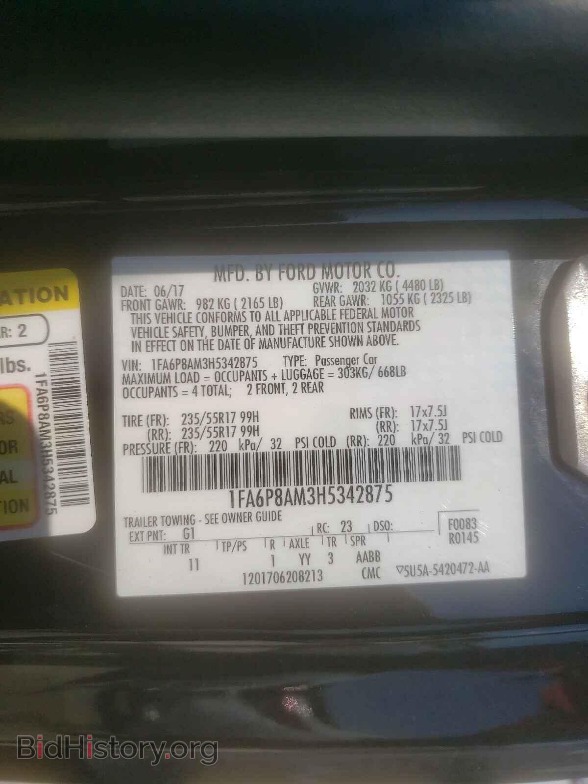 2017 FORD MUSTANG - VIN: 1FA6P8AM3H5342875 - Фото 10