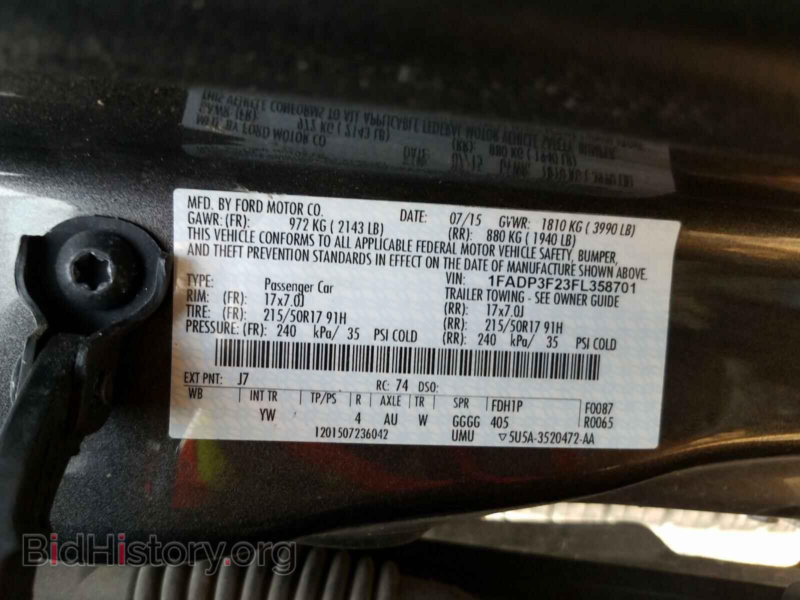 2015 FORD FOCUS - VIN: 1FADP3F23FL358701 - Фото 10