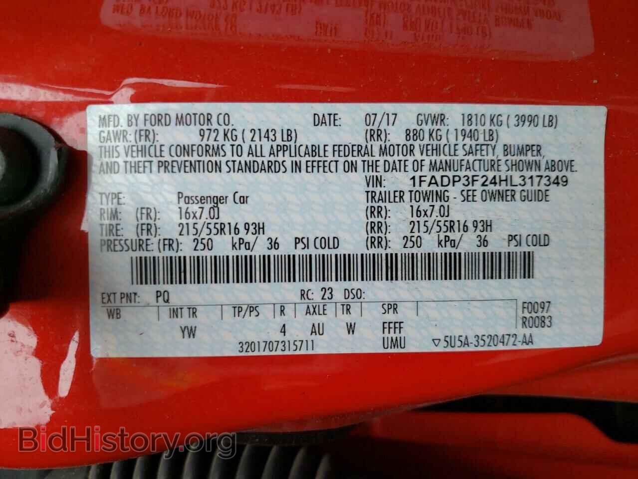2017 FORD FOCUS - VIN: 1FADP3F24HL317349 - Фото 10