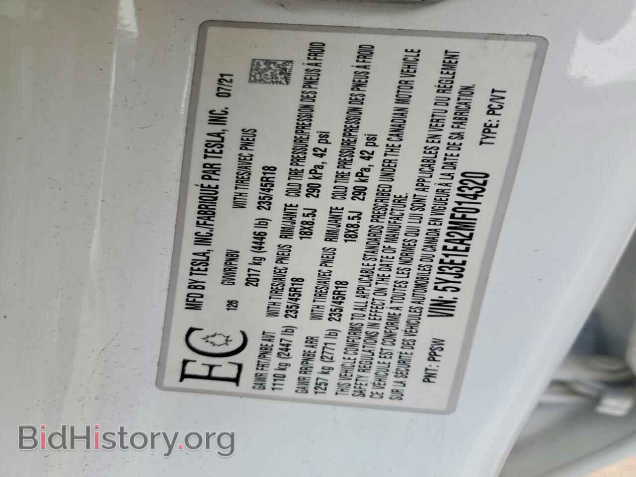 2021 TESLA MODEL 3 - VIN: 5YJ3E1EA2MF014320 - Фото 13