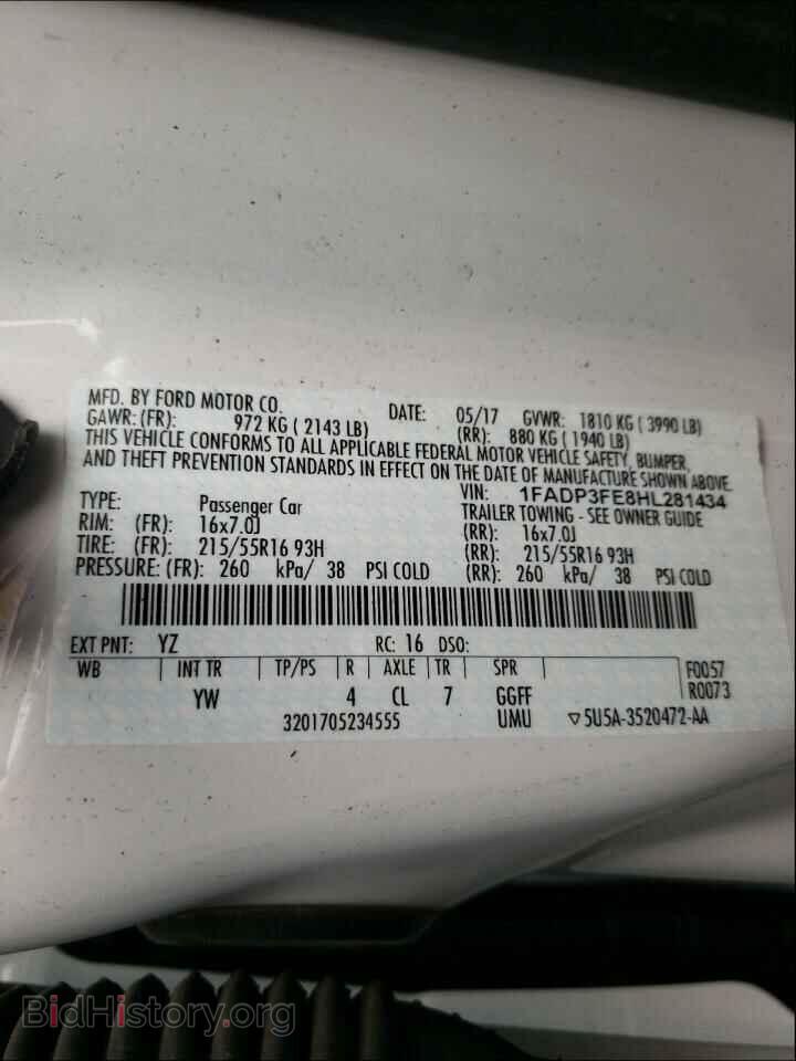 2017 FORD FOCUS - VIN: 1FADP3FE8HL281434 - Фото 10