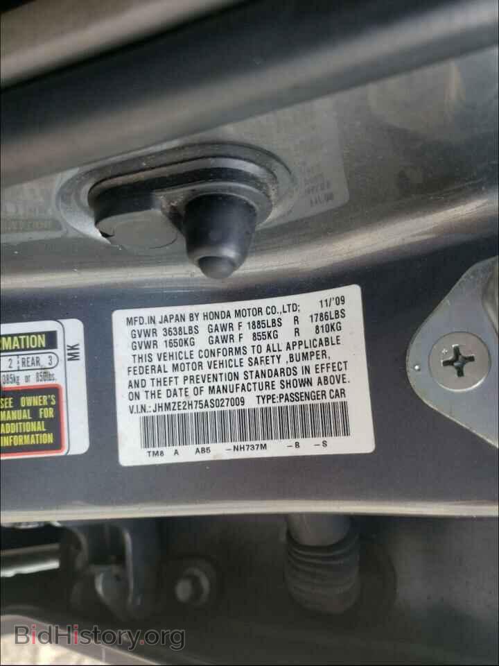 2010 HONDA INSIGHT - VIN: JHMZE2H75AS027009 - Фото 10