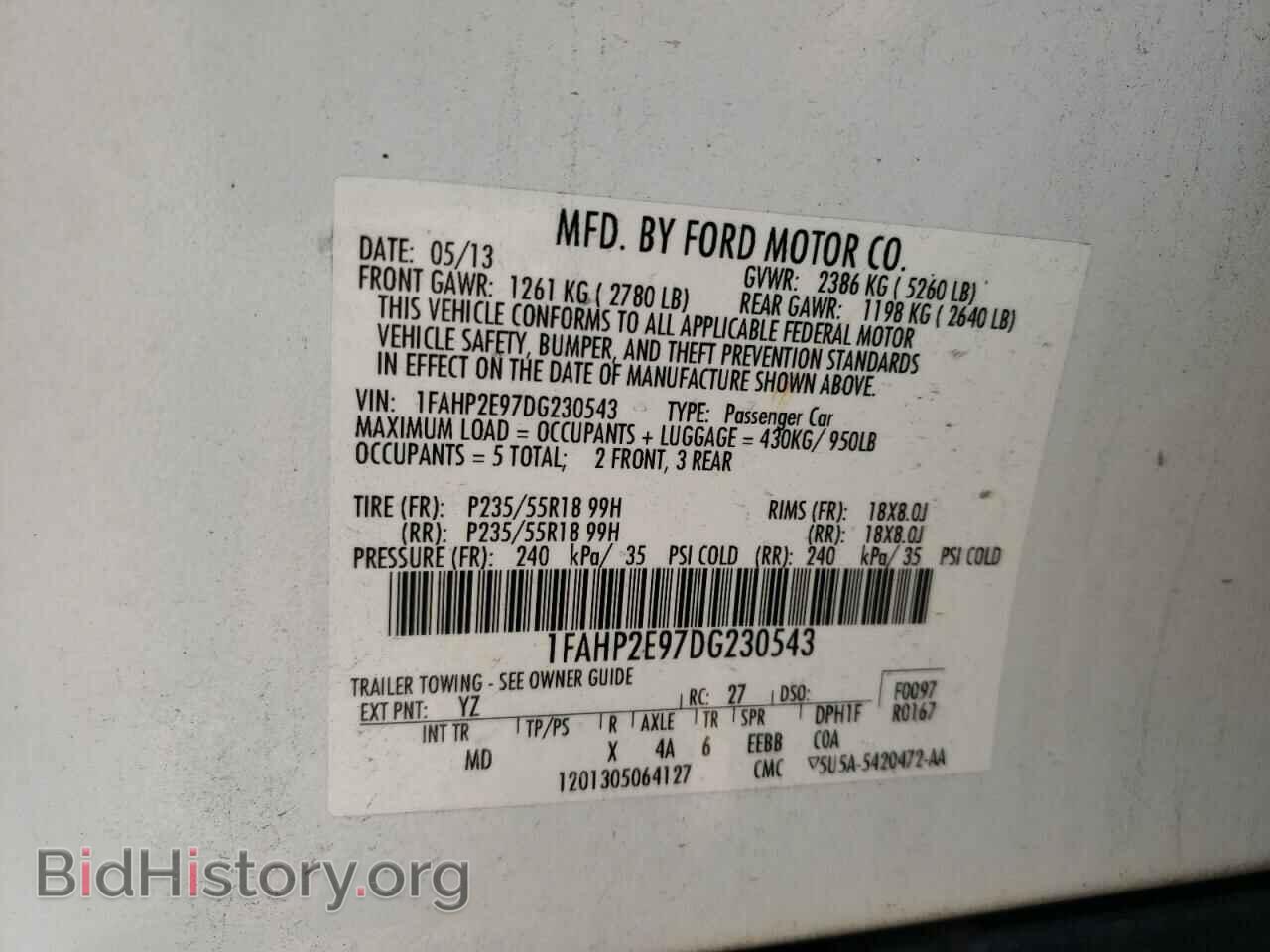 2013 FORD TAURUS - VIN: 1FAHP2E97DG230543 - Photo 10