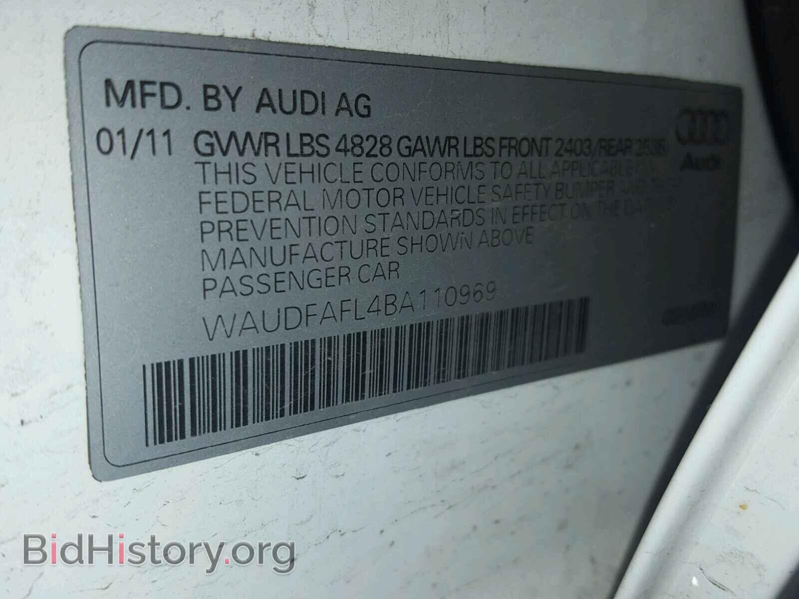 2011 AUDI A4 - VIN: WAUDFAFL4BA110969 - Photo 10