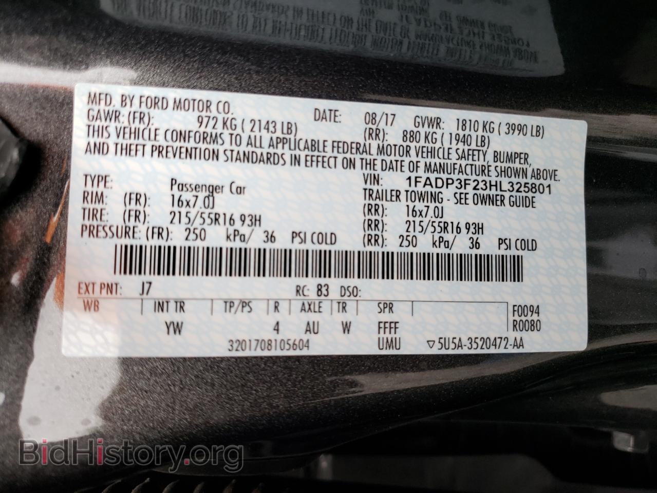 2017 FORD FOCUS - VIN: 1FADP3F23HL325801 - Фото 10