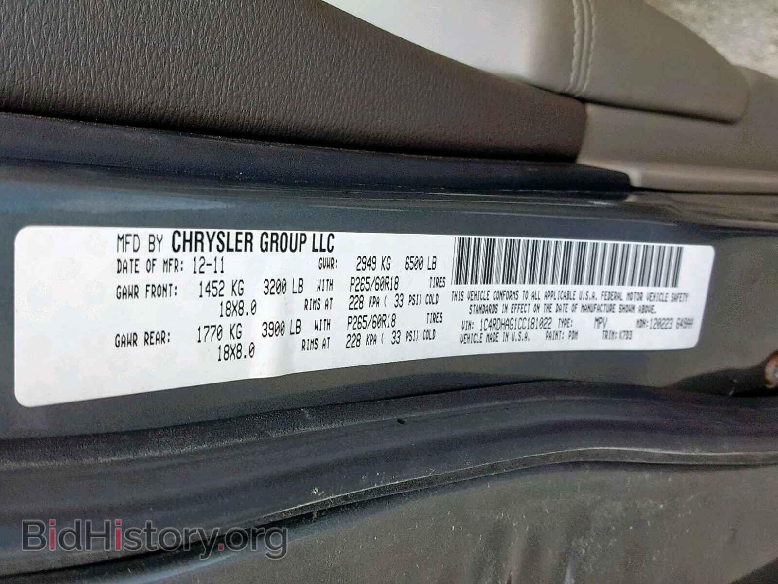 2012 DODGE DURANGO SX - VIN: 1C4RDHAG1CC181022 - Photo 10