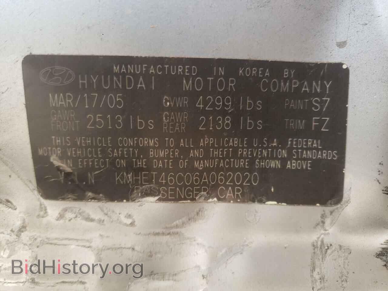 2006 HYUNDAI SONATA - VIN: KMHET46C06A062020 - Фото 10