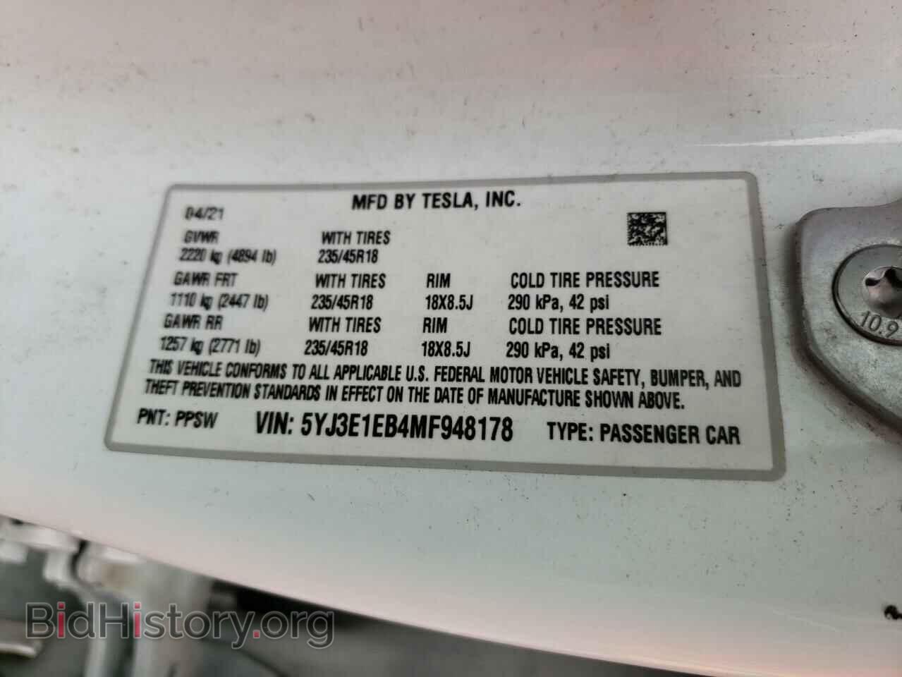 2021 TESLA MODEL 3 - VIN: 5YJ3E1EB4MF948178 - Photo 12