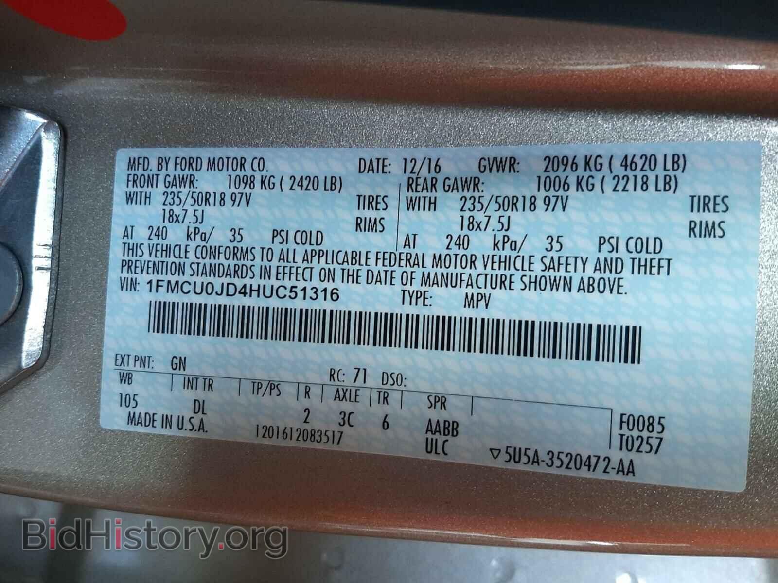 2017 FORD ESCAPE - VIN: 1FMCU0JD4HUC51316 - Photo 10