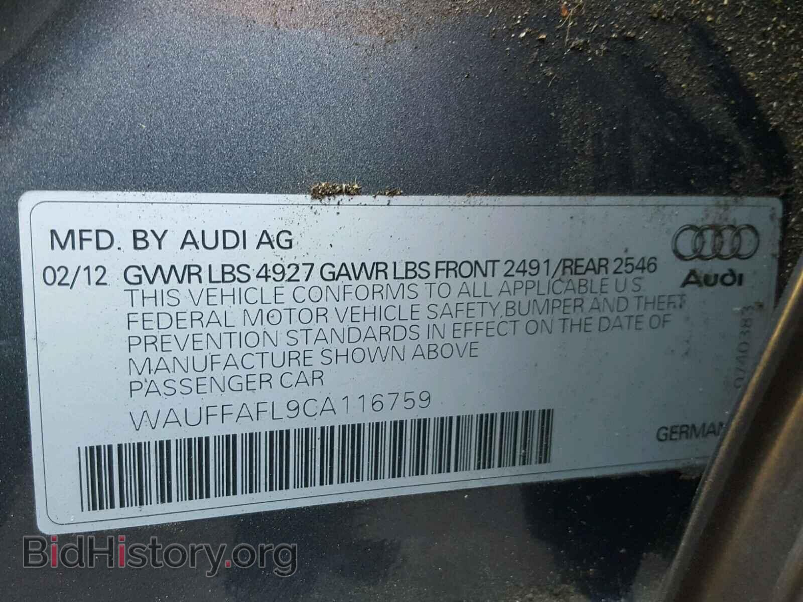 2012 AUDI A4 - VIN: WAUFFAFL9CA116759 - Фото 10