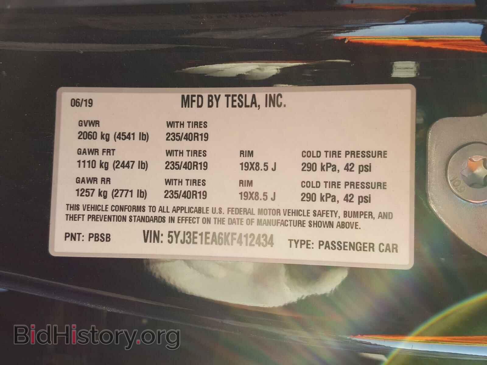 2019 TESLA MODEL 3 - VIN: 5YJ3E1EA6KF412434 - Photo 10