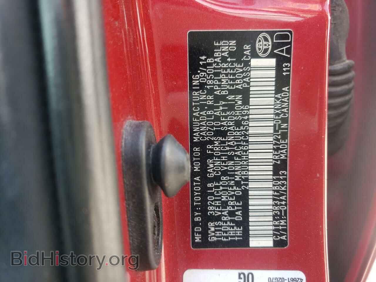 2015 TOYOTA COROLLA - VIN: 2T1BURHE6FC256496 - Фото 10