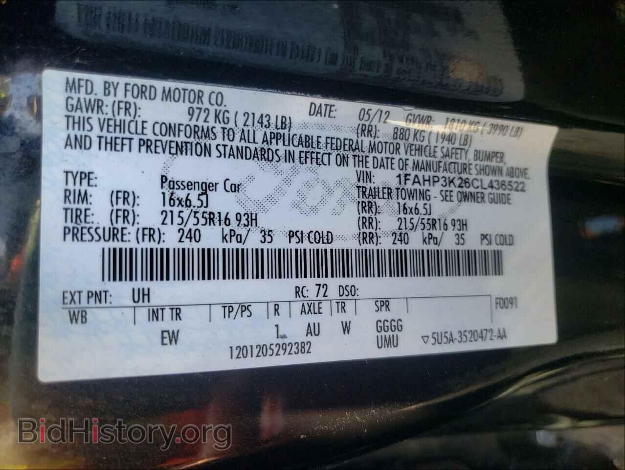 2012 FORD FOCUS - VIN: 1FAHP3K26CL436522 - Фото 10