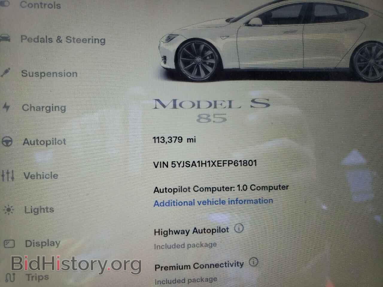2014 TESLA MODEL S - VIN: 5YJSA1H1XEFP61801 - Фото 9