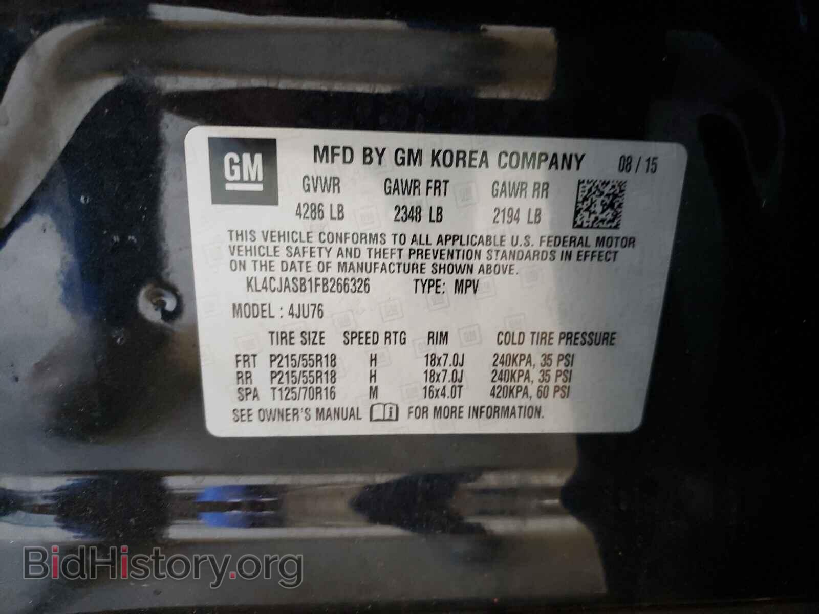 2015 BUICK ENCORE - VIN: KL4CJASB1FB266326 - Фото 10