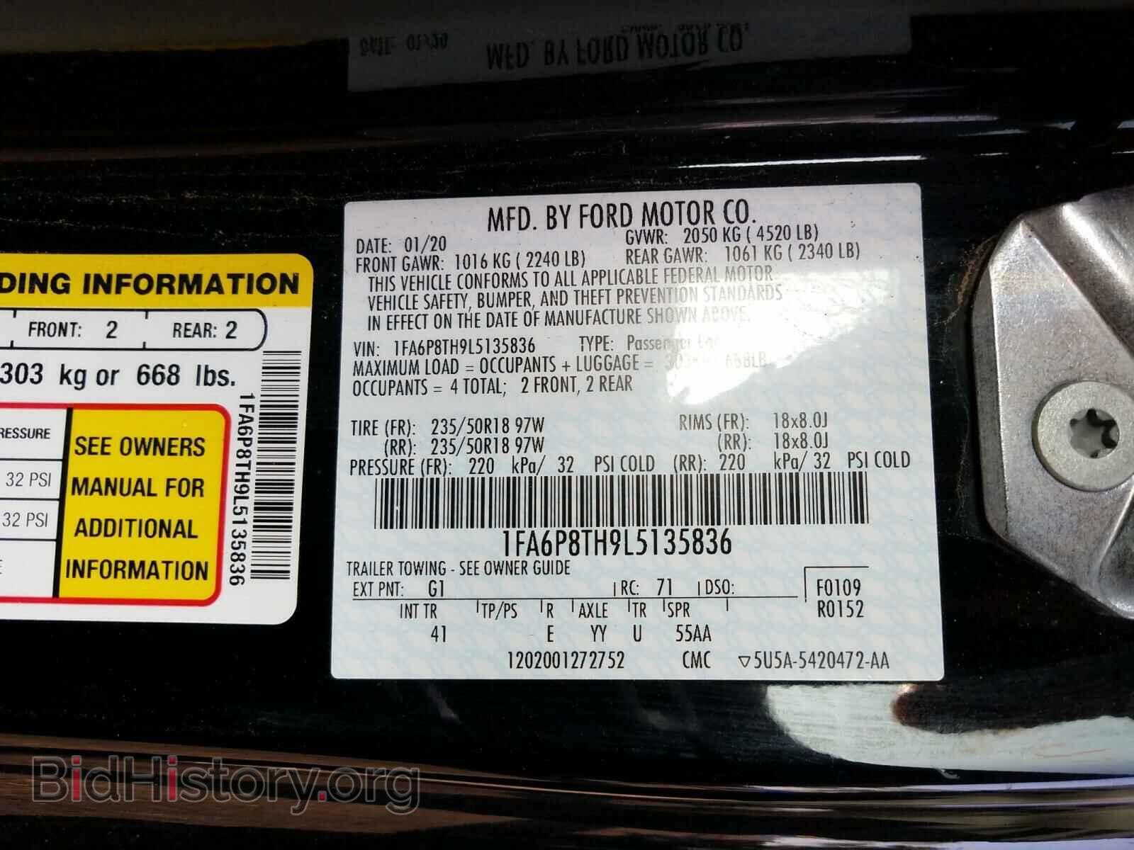 2020 FORD MUSTANG - VIN: 1FA6P8TH9L5135836 - Фото 10