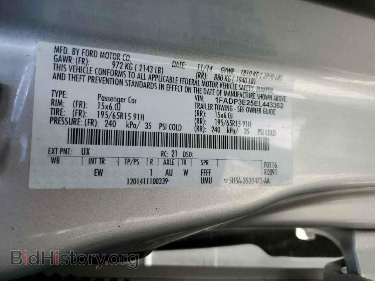 2014 FORD FOCUS - VIN: 1FADP3E25EL443362 - Фото 10