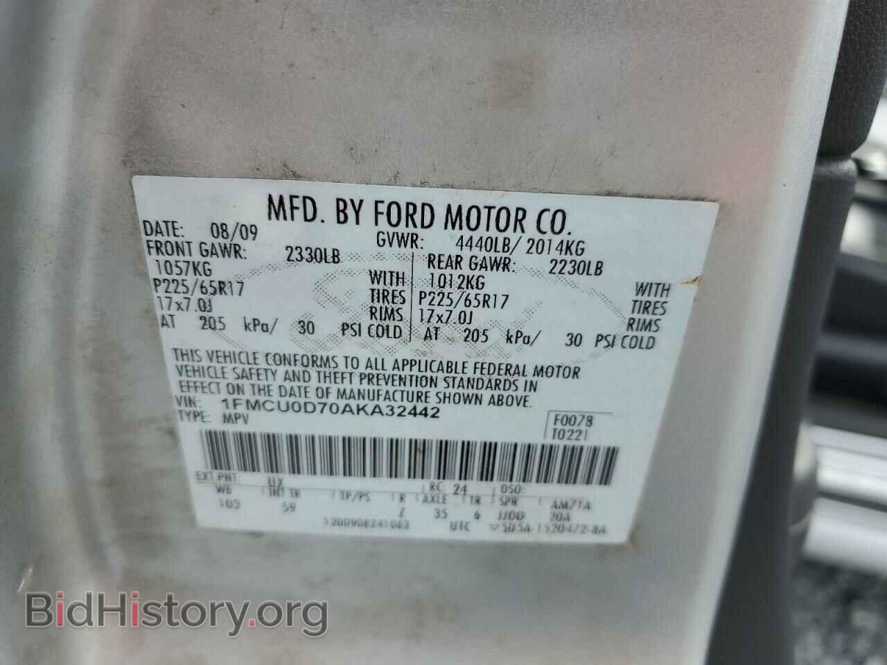 2010 FORD ESCAPE - VIN: 1FMCU0D70AKA32442 - Фото 16