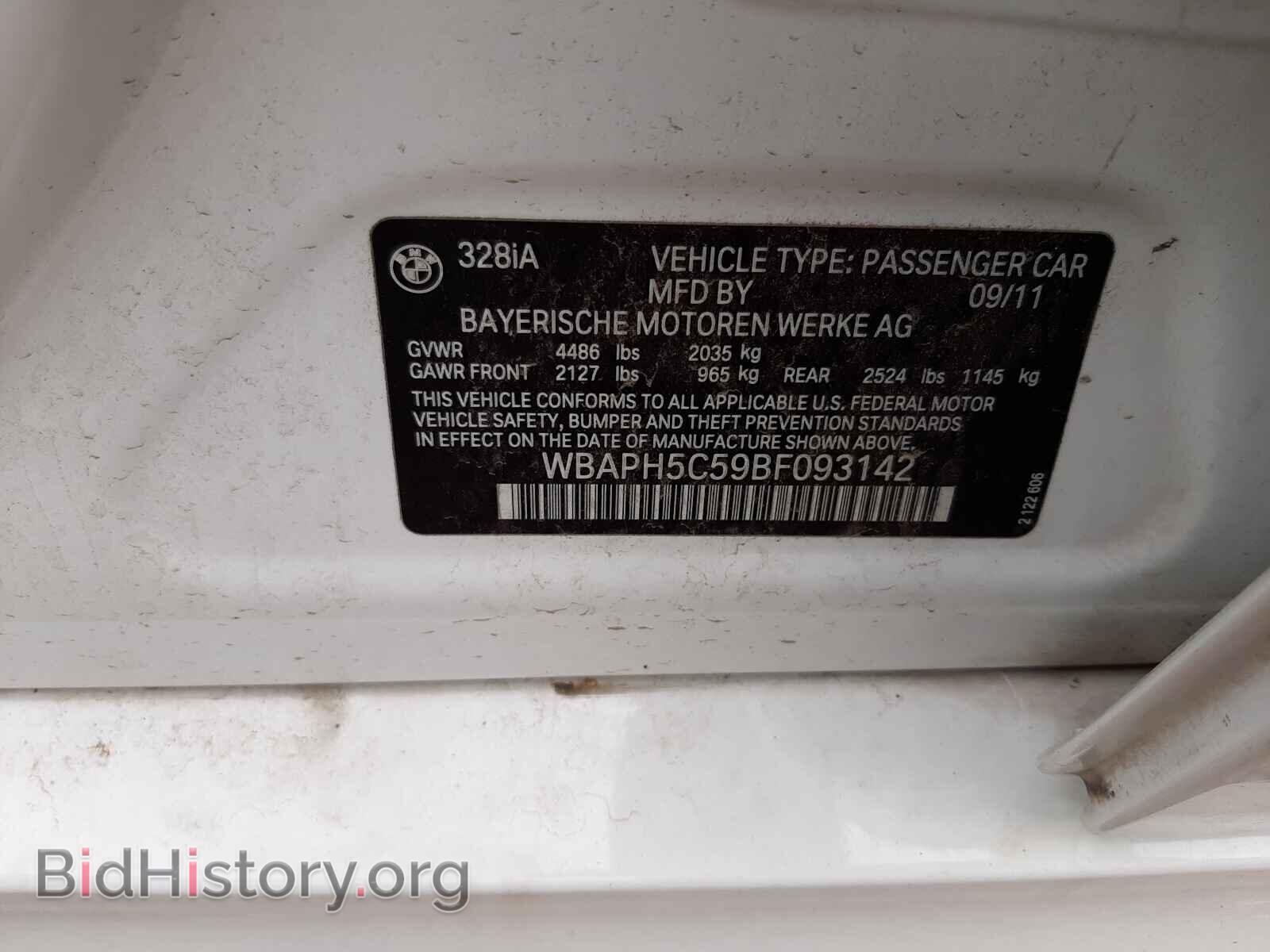 2011 BMW 3 SERIES - VIN: WBAPH5C59BF093142 - Фото 10