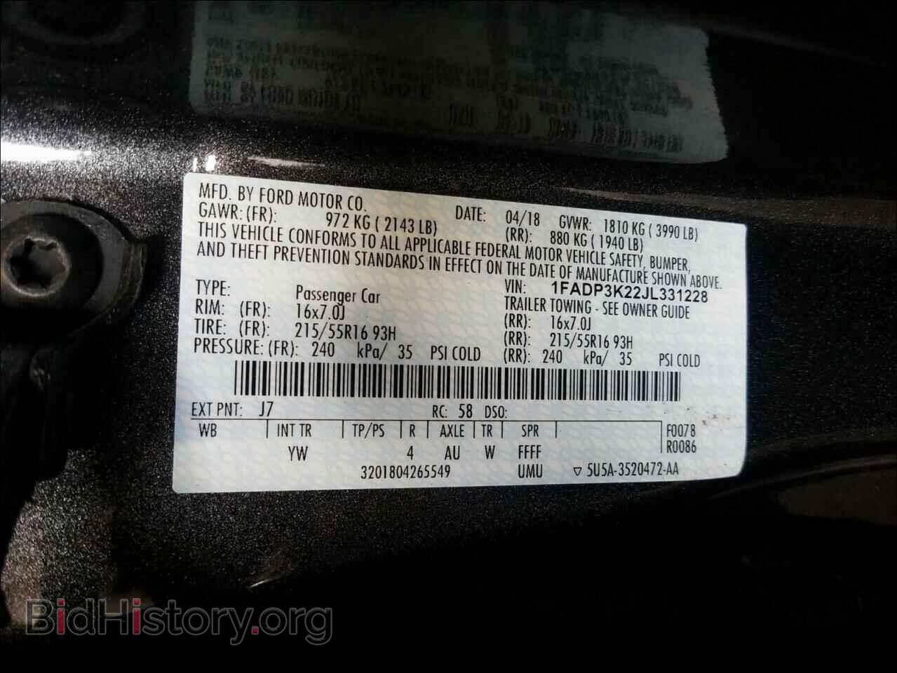 2018 FORD FOCUS - VIN: 1FADP3K22JL331228 - Фото 10