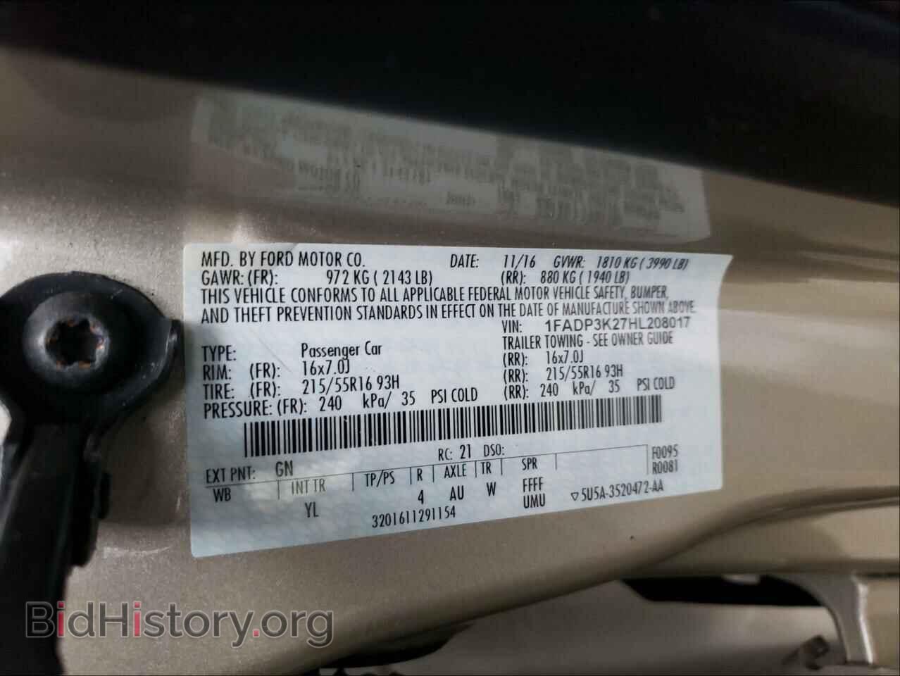 2017 FORD FOCUS - VIN: 1FADP3K27HL208017 - Photo 10
