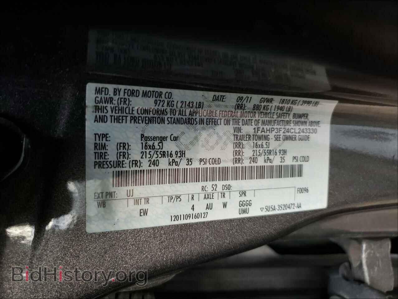 2012 FORD FOCUS - VIN: 1FAHP3F24CL243330 - Фото 10