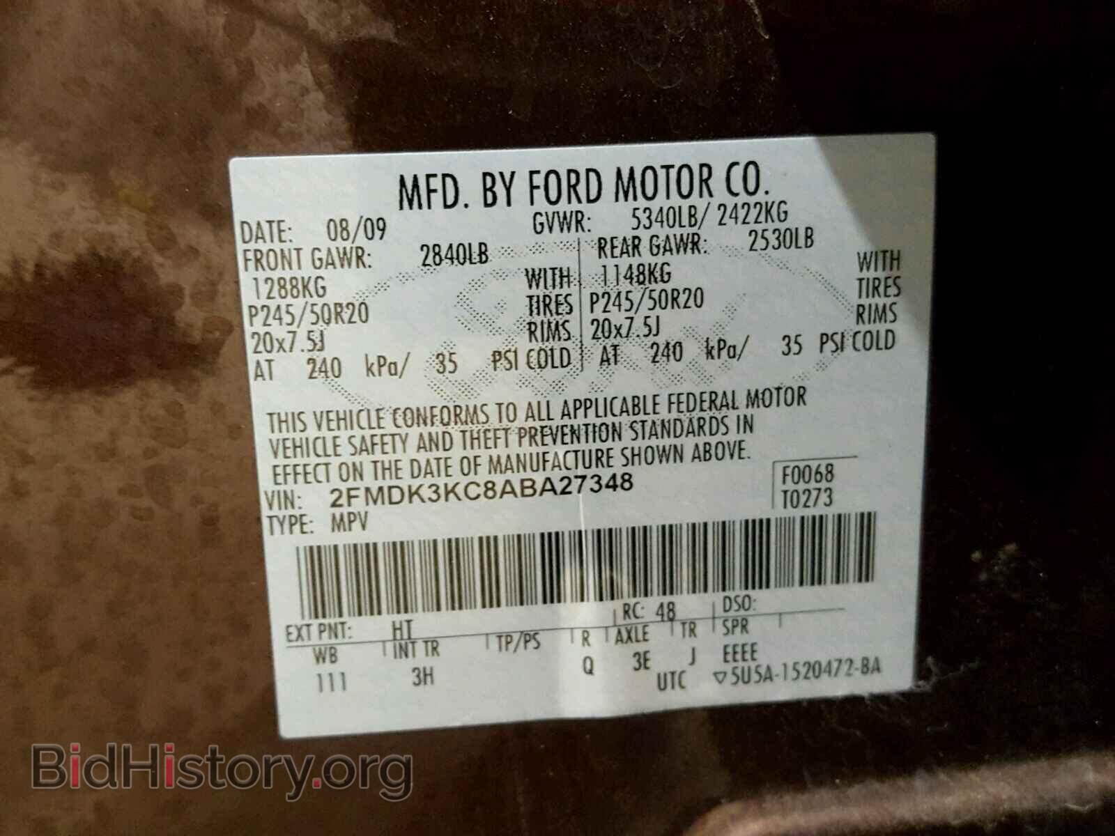 2010 FORD EDGE - VIN: 2FMDK3KC8ABA27348 - Фото 10