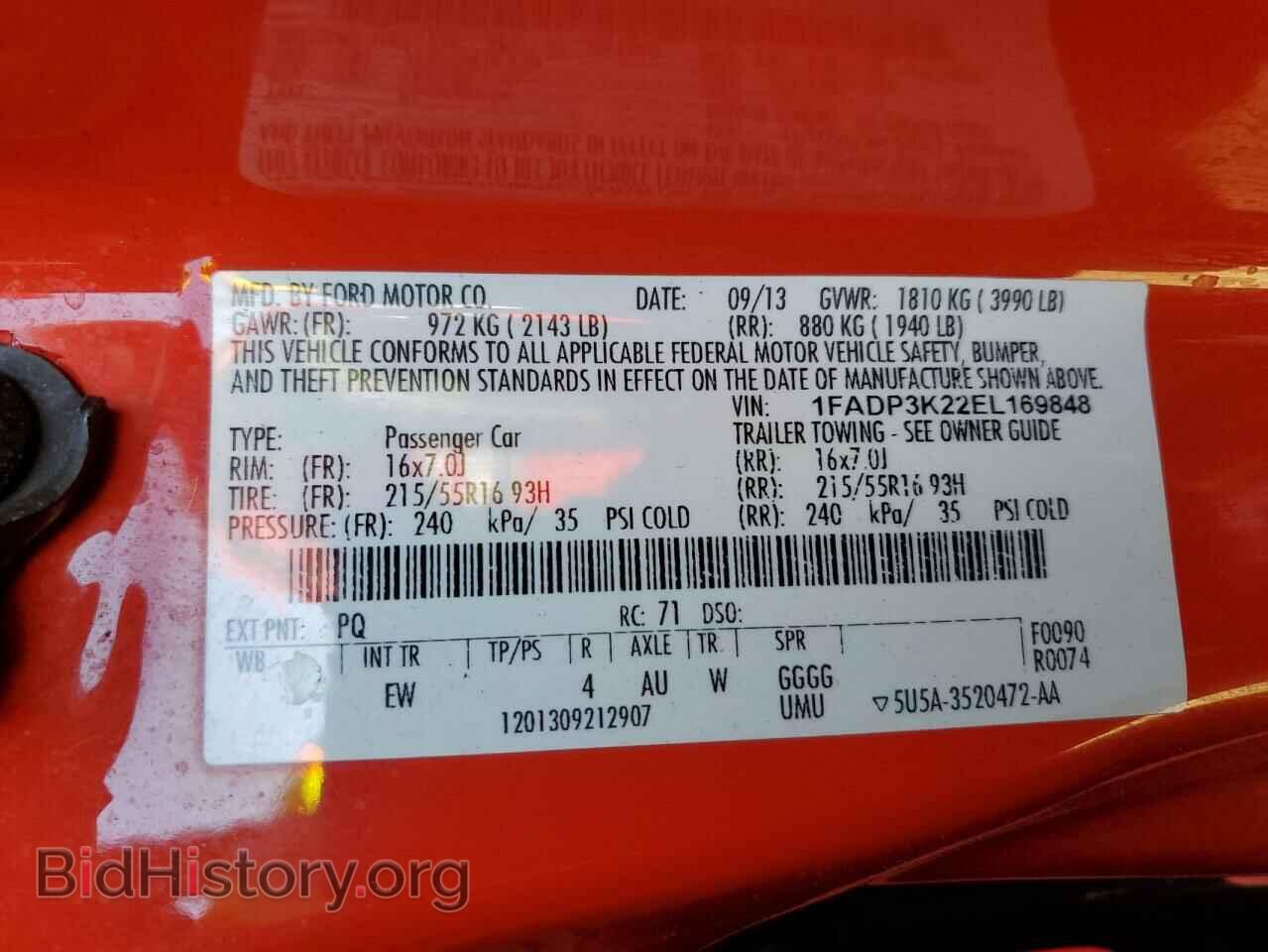 2014 FORD FOCUS - VIN: 1FADP3K22EL169848 - Фото 13