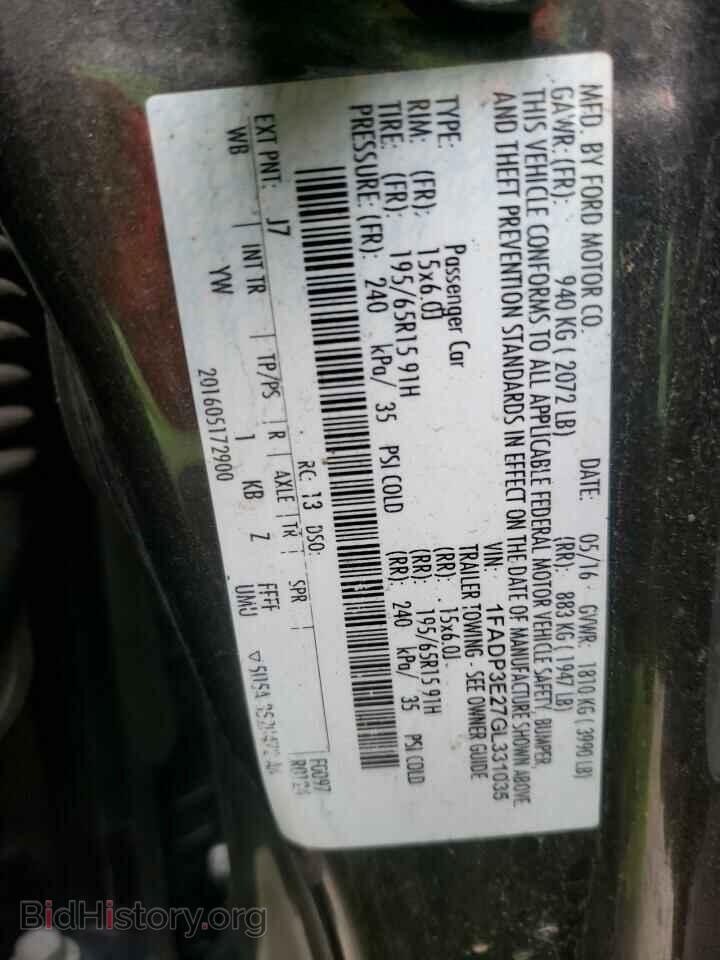 2016 FORD FOCUS - VIN: 1FADP3E27GL331035 - Фото 10