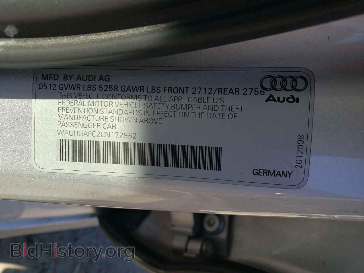 2012 AUDI A6 - VIN: WAUHGAFC2CN172962 - Фото 10