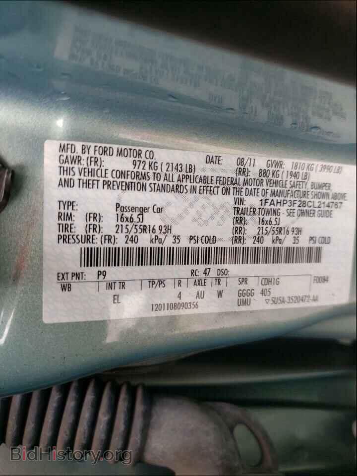 2012 FORD FOCUS - VIN: 1FAHP3F28CL214767 - Фото 10