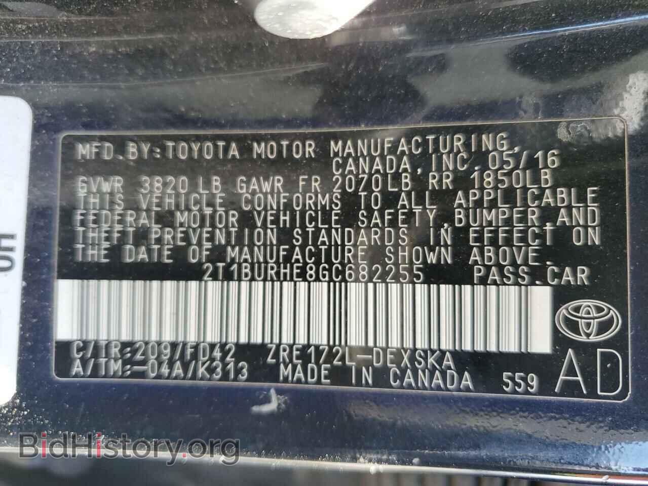 2016 TOYOTA COROLLA - VIN: 2T1BURHE8GC682255 - Фото 12
